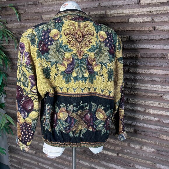 Painted Pony Fruit Harvest Tapestry Jacket 100% Cotton Notch Collar USA Made OS - Picture 6 of 13